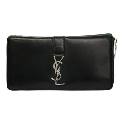 Pre-owned Saint Laurent Black Leather Long Wallet (bi-fold) ()