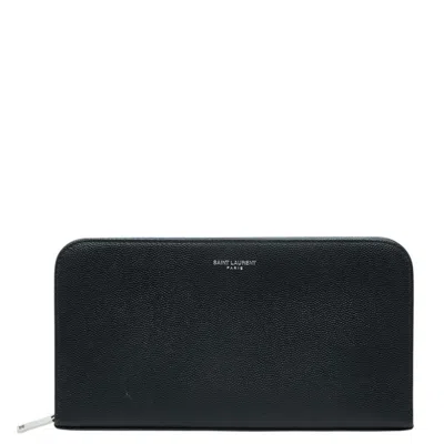 Pre-owned Saint Laurent Black Leather Long Wallet (bi-fold) ()