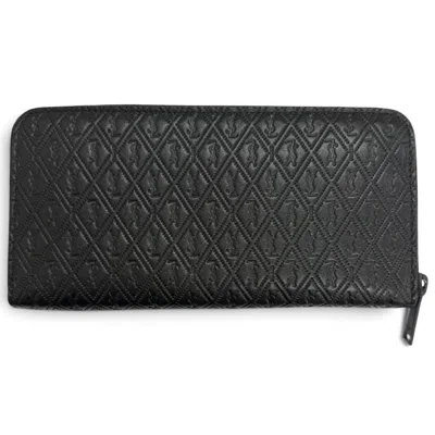 Pre-owned Saint Laurent Black Leather Long Wallet (bi-fold) ()