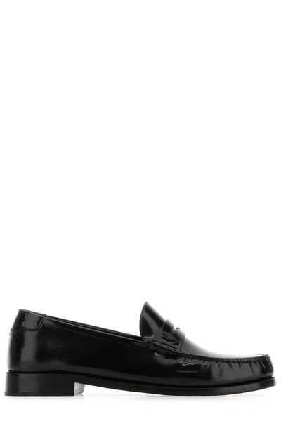 Saint Laurent Black Leather Magnum Loafers