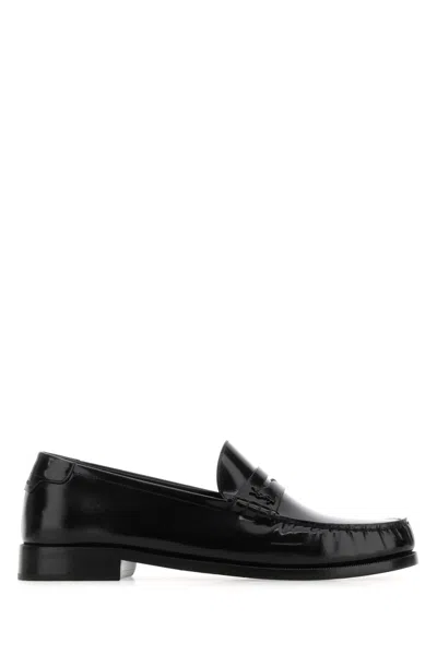 Saint Laurent Black Leather Magnum Loafers