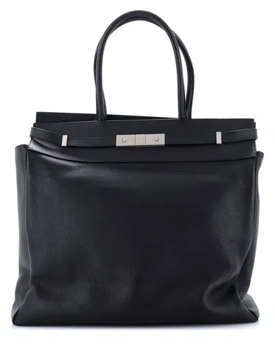 Pre-owned Saint Laurent Black Leather Manhattan Tote North South (authentic Pre-loved)