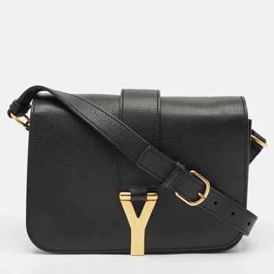 Pre-owned Saint Laurent Black Leather Medium Chyc Flap Bag