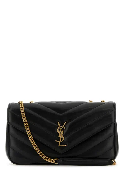 Saint Laurent Black Leather Medium Loulou Shoulder Bag