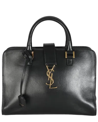 Saint Laurent Black Leather Medium Monogram Cabas (authentic Pre-loved)
