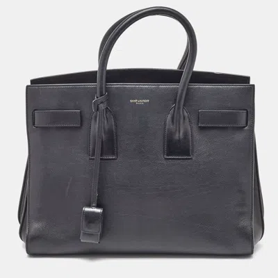 Pre-owned Saint Laurent Black Leather Medium Sac De Jour Tote