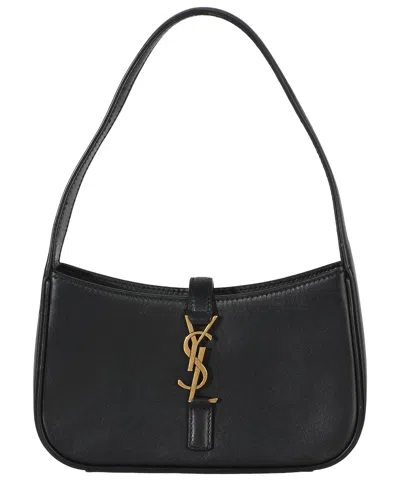 Pre-owned Saint Laurent Black Leather Mini Le 5 A 7 Hobo (authentic Pre-loved)