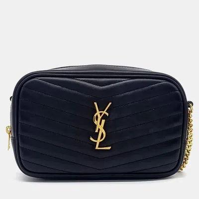 Pre-owned Saint Laurent Black Leather Mini Lou Crossbody Bag