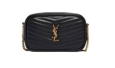 Saint Laurent Black Leather Mini Lou Crossbody Bag