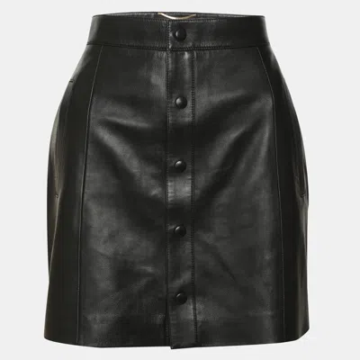 Pre-owned Saint Laurent Black Leather Mini Skirt M