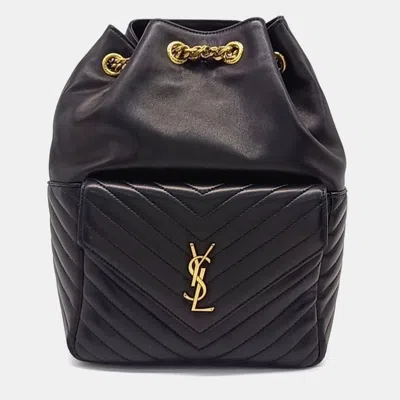Pre-owned Saint Laurent Black Leather Monogram Joy Backpack (672609)