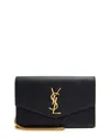 Saint Laurent Black Leather Monogram Uptown Chain Wallet (authentic Pre-loved) In Black