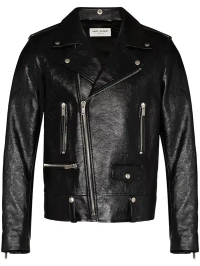 SAINT LAURENT SAINT LAURENT BLACK LEATHER MOTORCYCLE JACKET