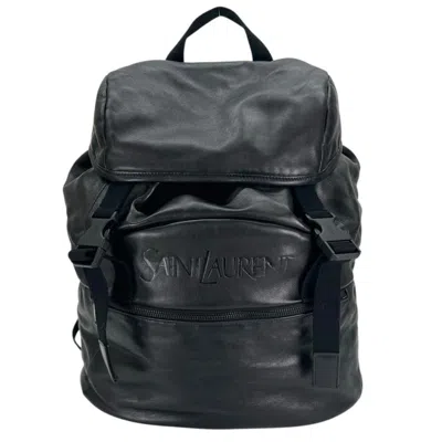 Pre-owned Saint Laurent Black Leather Nylon Backpack ()