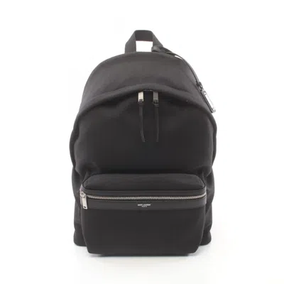 Pre-owned Saint Laurent Black Leather Nylon Canvas Backpack ()