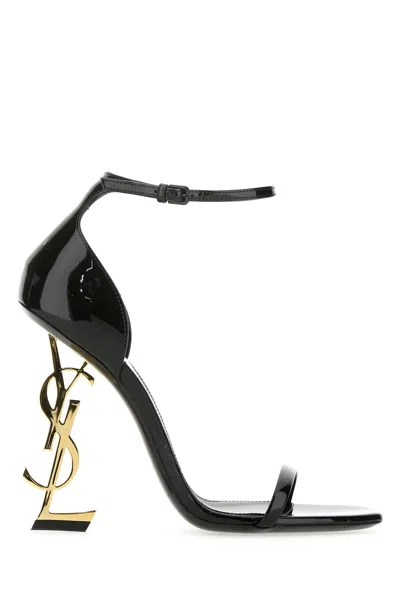 Saint Laurent Opyum Patent Leather Sandals In Black