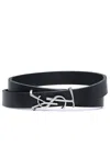 Saint Laurent Black Leather Opyum Bracelet In Black