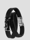 Saint Laurent Black Leather Opyum Bracelet In Black
