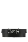 Saint Laurent Black Opyum Leather Double-loop Bracelet In Black