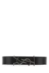 Saint Laurent Monogram Plaque Buckle Bracelet In Black