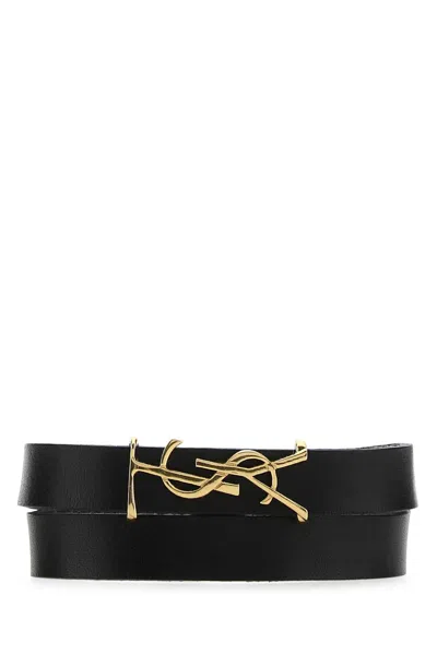 SAINT LAURENT SAINT LAURENT BLACK LEATHER OPYUM BRACELET