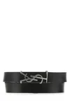 Saint Laurent Black Opyum Leather Double-loop Bracelet In Black