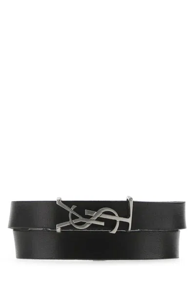 SAINT LAURENT SAINT LAURENT BLACK LEATHER OPYUM BRACELET