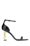 Saint Laurent Opyum 85 Patent Leather Sandals In Black