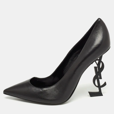 Pre-owned Saint Laurent Black Leather Opyum Pumps Size 40