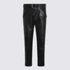 Saint Laurent Leather Pants With Belt In Black
