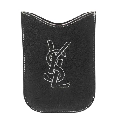 Pre-owned Saint Laurent Black Leather Phone Cover