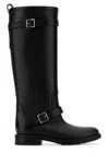 Saint Laurent Biork Leather Buckle Biker Boots
