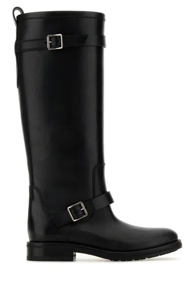 SAINT LAURENT BLACK LEATHER RIVER BOOTS