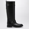 Saint Laurent Biork Leather Buckle Biker Boots