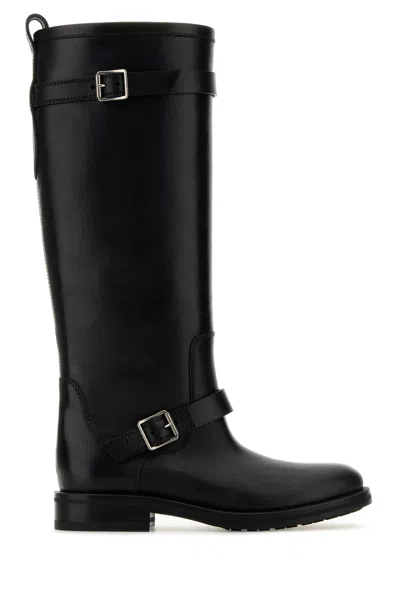SAINT LAURENT BLACK LEATHER RIVER BOOTS