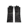 Saint Laurent Black Leather Cassandre Gloves In Black