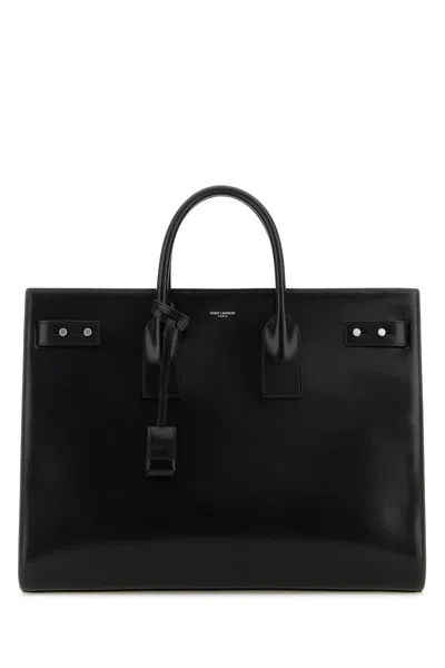 Saint Laurent Black Leather Sac De Jour Handbag In Nero
