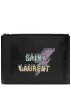 Saint Laurent Black Leather  Logo Rider Pouch (authentic Pre-  Loved)