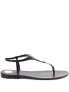 Saint Laurent Sandali Piatti Cassandre In Pelle Liscia Con Tomaia Triangolare In Black