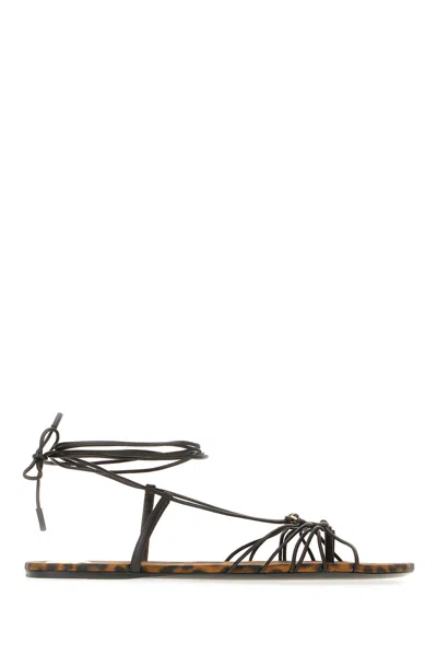 Saint Laurent Black Leather Sandals