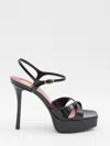 Saint Laurent Debbie 110 Patent Leather Platform Sandals In Black
