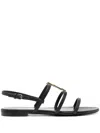 Saint Laurent Cassandra Calfskin Ysl Slingback Sandals In Black