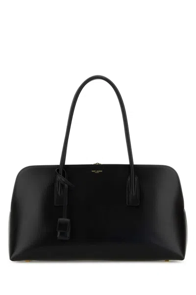Saint Laurent Black Leather Shopping Bag In Pattern