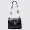 Saint Laurent Chevron Quilted Shoulder Bag With Chain Strap In Black