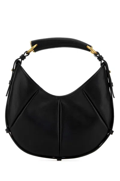 Saint Laurent Black Leather Small Mombasa Shoulder Bag In Blue