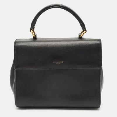 Pre-owned Saint Laurent Black Leather Small Moujik Top Handle Bag