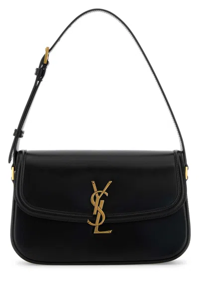 Saint Laurent Black Leather Solferino Shoulder Bag