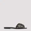 Saint Laurent Tribute Studded Leather Flat Sandals In Black