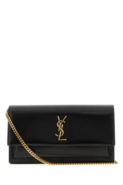 Saint Laurent Black Leather Sunset Clutch