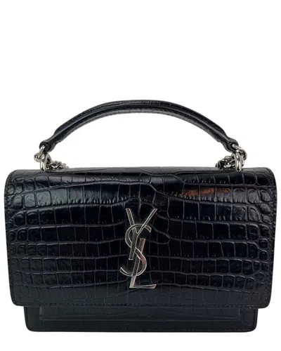 SAINT LAURENT SAINT LAURENT BLACK LEATHER SUNSET WALLET ON A CHAIN (AUTHENTIC PRE-LOVED)